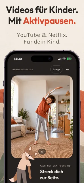 Drei PaceFox-App-Store-Motive zu Videozeit, Limits und Kinderprofilen.